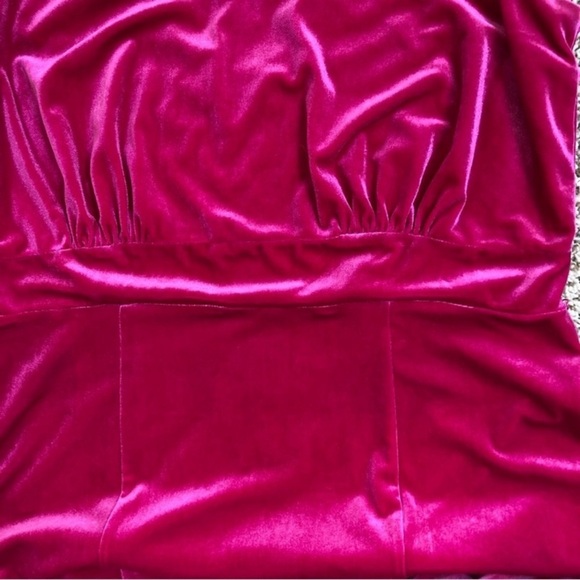 Eloquii Hot Pink Velvet Cowl Back Maxi with Black Tie Belt - Picture 9 of 16